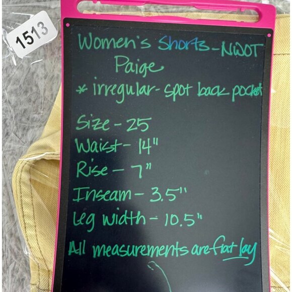 Paige Canyon Yellow Denim Womens Shorts Size 25 Premium Cotton/Polyester Blend - Picture 14 of 15